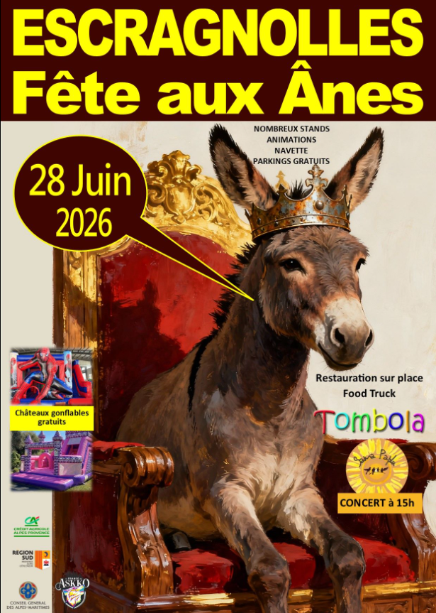 Affiche de la Fête aux Ânes d'Escragnolles — 28 juin 2026
